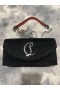 Christian Louboutin Loubi54 Crossbody Kytkin Velluto Strassi Nahka Mokka Musta