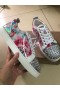Christian Louboutin Louis Junior Piikki Alhaiset Top Miesten Lenkkarit Laminoitu Nahka Kukka Tulostaa