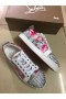 Christian Louboutin Louis Junior Piikki Alhaiset Top Miesten Lenkkarit Laminoitu Nahka Kukka Tulostaa