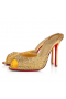 Christian Louboutin Minut Dolly Strass Pumput 100 mm Mokka Strassi Koristellut Kultaa