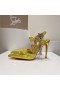 Christian Louboutin Goldina Sade 100mm Pumput Crystal Koristellut Patentti-Kultaa