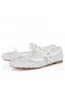 Christian Louboutin Mamastrapitina Strass Ballerinat Mesh Ja Nappa Nahkaa Bianco CL Kengät