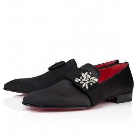 Christian Louboutin Voikukka Punainen Matto Mocassins Ohukainen Satiini Musta