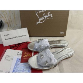 Christian Louboutin Degraqueen Liu ' Uta Muulit Pvc Ja Värikkäiden Nappa Nahka Hopea