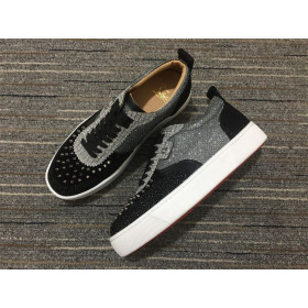 Christian Louboutin Happyrui Lenkkarit Glitter Nahka ja Strass Musta Hopea