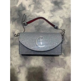 Christian Louboutin Loubi54 CL Nahka Kytkin olkalaukku Silver Christian Louboutin Myymälä