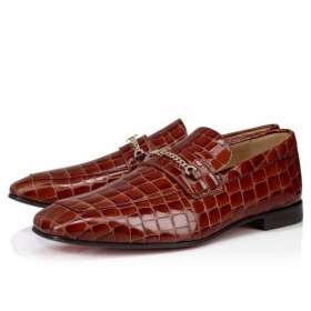 Christian Louboutin Mj Moc Mies Mokkasiinit Alligaattori Kohokuvioitu Vasikan Nahka Acajou