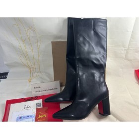 Christian Louboutin Naisten Polvi-korkeat Saappaat 85mm Vasikan Nahka Musta