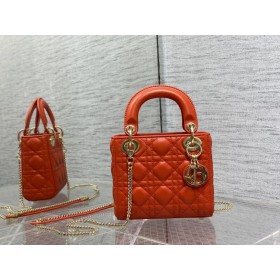 Dior 17CM Lady Dior Laukku Oranssi Cannage Karitsannahka