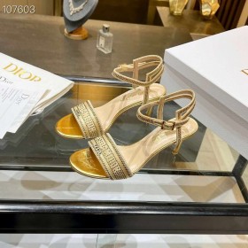 Dior Dwaylle Kallistuneena Sandaalit 65mm Kulta-Tone Puuvilla Kirjailtu