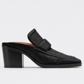 Bottega Veneta Muulit Musta Krokotiili Kohokuvioitu Nahka Bottega Veneta Kengät