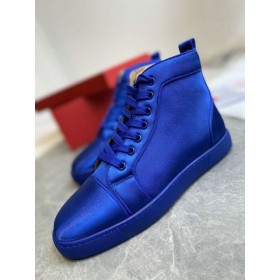 Christian Louboutin Louis Orlato Korkea-top Sneaker Ohukainen Satiini Sininen
