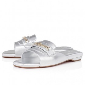 Christian Louboutin Miss Mj Muuli Muulit Värikkäiden Nappa Nahka Hopea CL Kengät