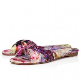 Christian Louboutin Nicol On Takaisin Muulit Ohukainen Satiini Kukkivat Print Multicolor