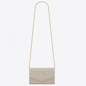 Saint Laurent WOC Uptown Ketju Lompakko Valkoinen Nahka