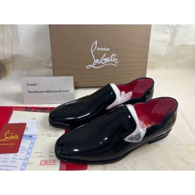 Christian Louboutin Dandy Poikasen Mokkasiinit Patentti Vasikan Nahka Musta CL Kengät