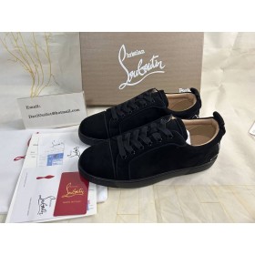 Christian Louboutin Hauskaa Louis Junior Lenkkarit Matala-top Logo painettu Veau Velours Musta
