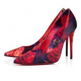Christian Louboutin Kate 100 Mm Pumput Ruusut Painettu Ohukainen Satiini Monivärinen
