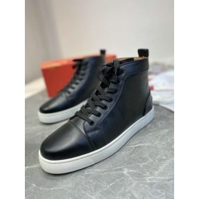 Christian Louboutin Louis Flat Korkea-top Lenkkarit Vasikannahka Musta Valkoinen