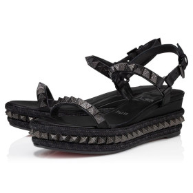 Christian Louboutin Pyraclou 60 mm Espadrillosten Irisoiva Nahka Musta CL Kengät