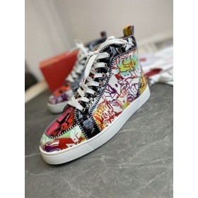 Christian Louboutin Rantus Orlato Korkea-top Miesten Lenkkarit Patentti-Monivärinen Graffiti