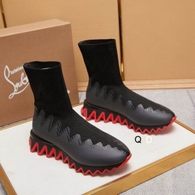 Christian Louboutin Sharky Sukka Naisten Lenkkarit Neuloa Mesh Musta CL Kengät