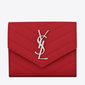 Saint Laurent Kompakti Tri Kertaiseksi Lompakko Punainen Nahka Saint Laurent Lompakot