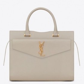 Saint Laurent Keskipitkän Uptown Tote Blanc Sileä Nahka Saint Laurentin Laukut