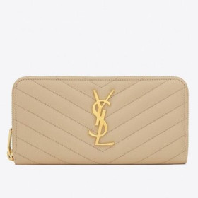 Saint Laurent Monogrammi Zip Noin Lompakko Jauhe Martioitu Nahka