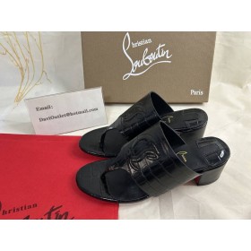 Christian Louboutin Cl Tongamule 55 Mm Muulit Alligaattori Kohokuvioitu Vasikan Nahka Musta CL Kengät
