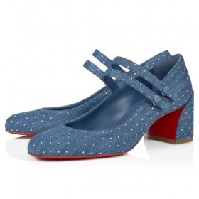 Christian Louboutin Miss Jane Luumu Strass 55 Mm Mary Janes Denim Ja Strass