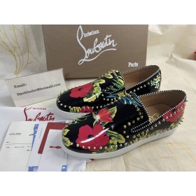 Christian Louboutin Pik Vene Piikkejä Slip-on Lenkkarit Kukka-Print Vasikka Nahka-Multi