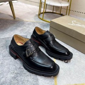 Christian Louboutin Meidän Georges Derby Kengät Grained Vasikka Nahkaa Musta