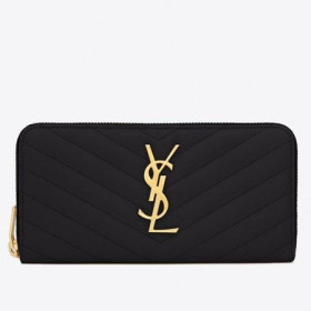 Saint Laurent Monogrammi Zip Noin Lompakko Musta Martioitu Nahka