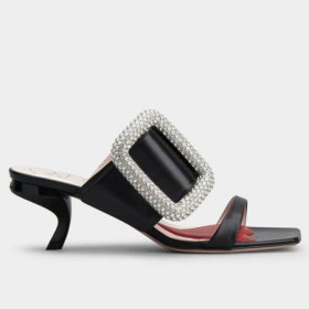 Roger Vivier Viv' Choc Puolella Strass Solki Muulit Musta Nahka