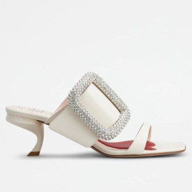 Roger Vivier Viv' Choc Puolella Strass Solki Muulit Valkoinen Nahka