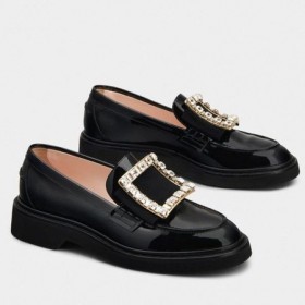 Roger Vivier Viv' Rangers Strass Sandaalit Musta Kiiltonahka