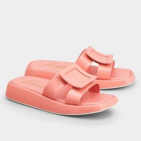 Roger Vivier Vivier Liu ' Uta Katettu Solki Muulit Vaaleanpunainen Kiiltonahka