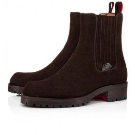 Christian Louboutin Boot Motok Tasainen Tumma Ruskea Vasikka