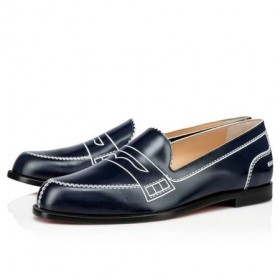 Christian Louboutin Flat Mocalaureat Navy/valkoinen Vasikka