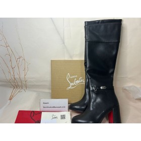 Christian Louboutin Korkea Boot Lukko Botta 70 mm Musta/musta Lucido Vasikka