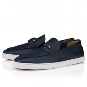 Christian Louboutin Chambeliboat Boat Shoes Calf Leather Marine 