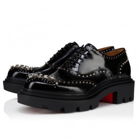 Christian Louboutin College Strass Oxfords Calf Leather And Strass Black
