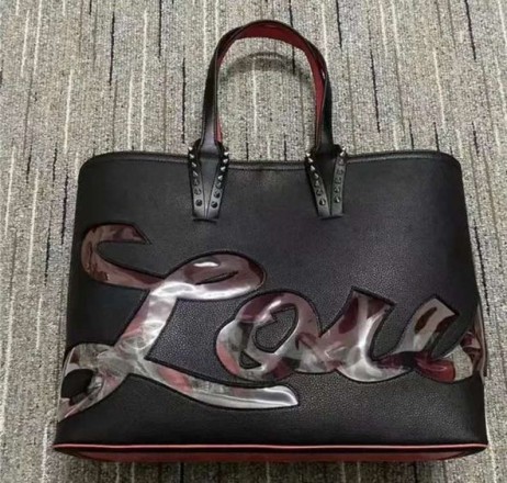 Christian Louboutin Cabata Sac Fourre-Tout Logo Motif De Grain De Cuir De Veau Noir