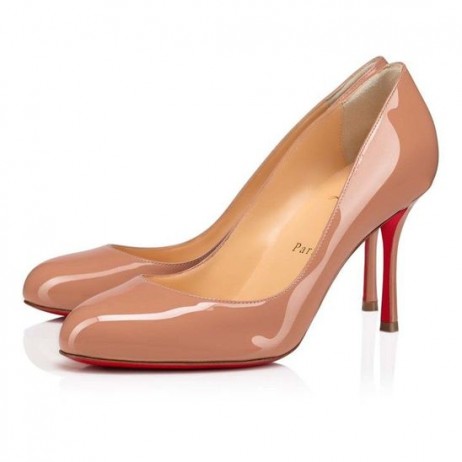 Christian Louboutin Dolly Pompe à 85 Mm Pompes de Brevets de Veau Blush CL Chaussures