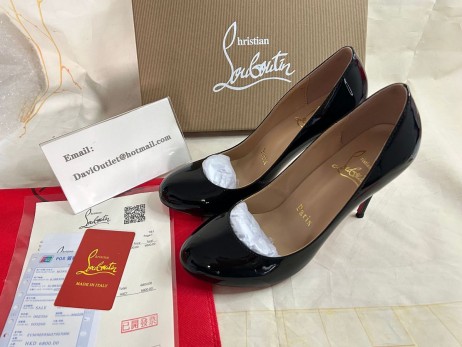 Christian Louboutin Dolly Pompes 100mm Cuir verni Noir