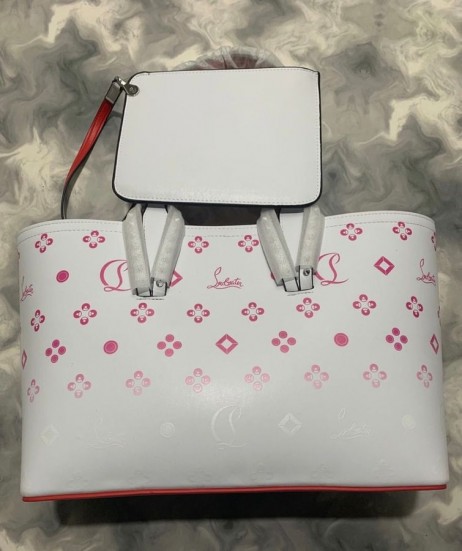 Christian Louboutin East West Cabata Fourre-tout en cuir de Veau Loubinthesky Blanc CL Sacs