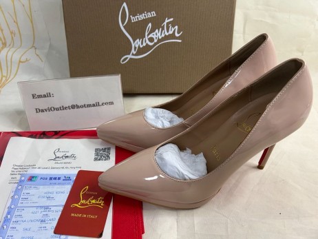 Christian Louboutin Pigalle Plato Pompes 100mm Cuir verni Nude