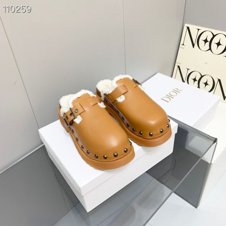Dior Diorquake Sandales En Bois Semelle En Peau Lainée Marron