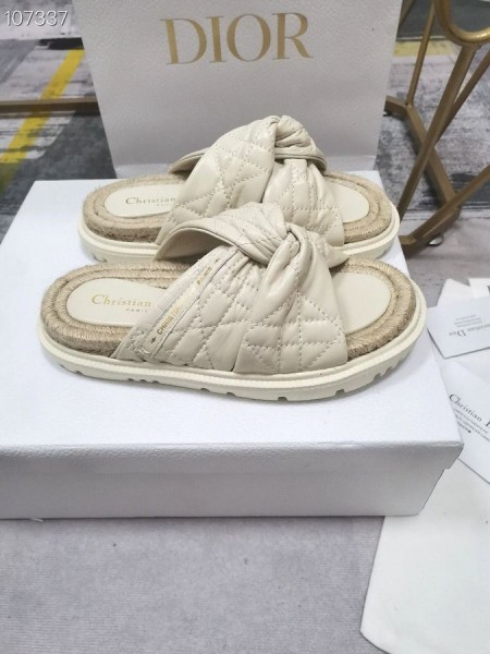Dior Twist Blanc Cannage D Torsion Faites Glisser Sandales En Cuir D'Agneau